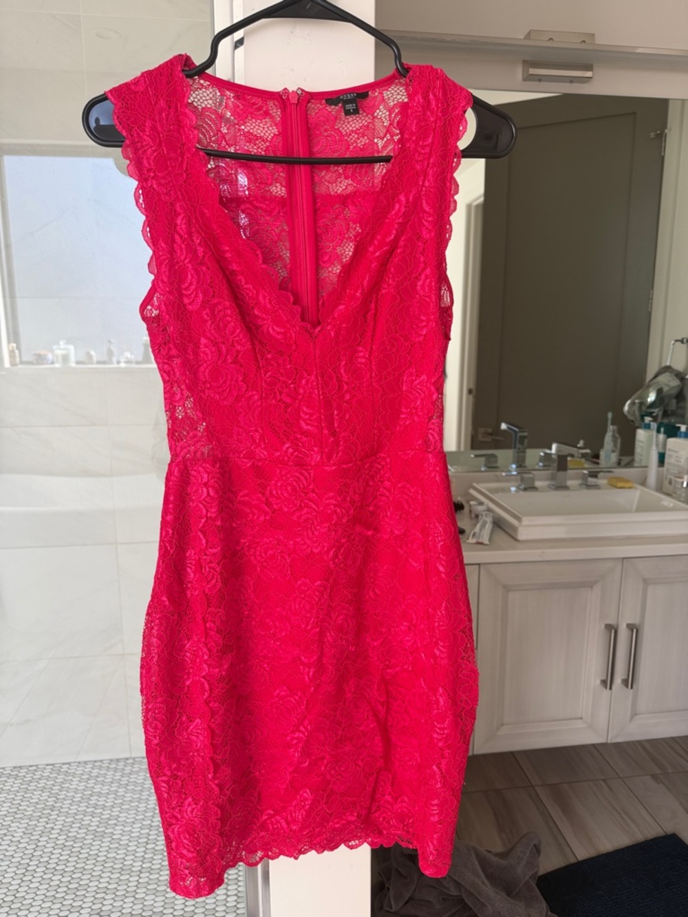 Guess Hot Pink Lace Cocktail Dress